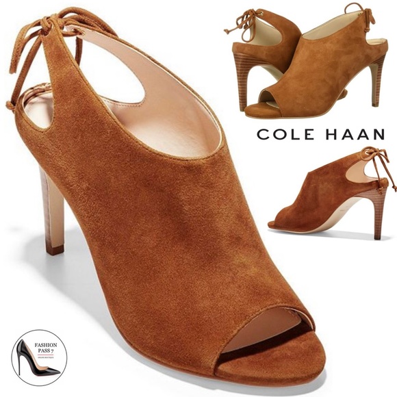 Cole Haan Emmett Ch British Tan Brown Suede Pumps Sandal Stiletto Heel Shoes - Picture 15 of 15